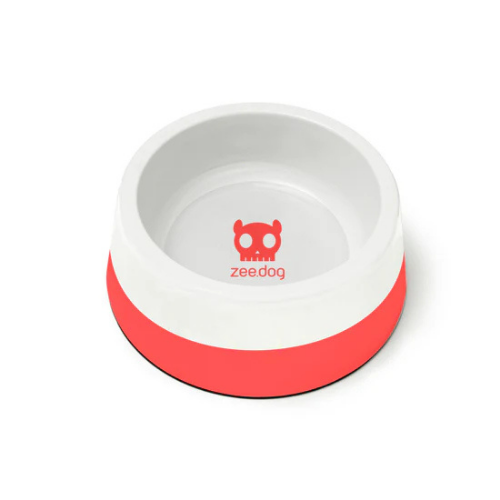 Bowl para Mascotas Zee.Dog Blanco con Base Coral