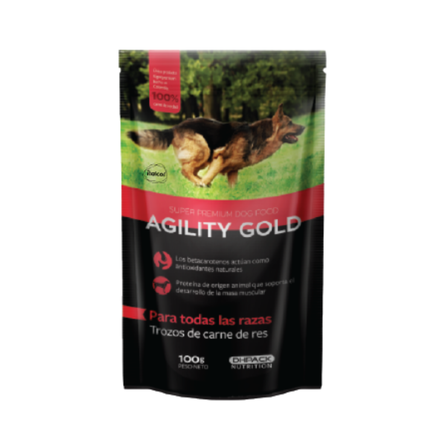 Alimento húmedo Agility Gold Trozos de Carne de Res 100 Grs