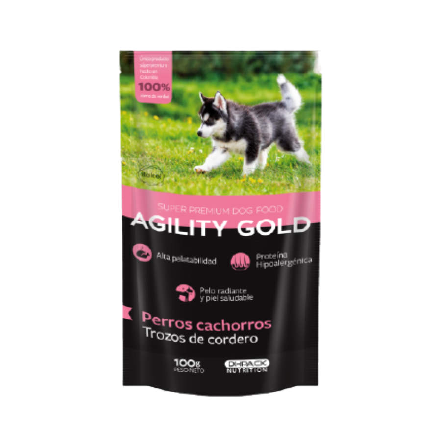 Alimento húmedo Agility Gold Cachorro Trozos de Cordero 100 Grs