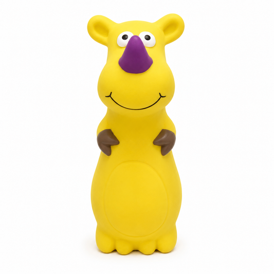 Ziggy Rinoceronte amarillo juguete interactivo para perros y cachorros