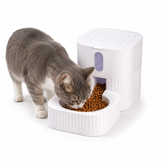 Dispensador de Comida por Gravedad Cuadrado Pequeño Blanco