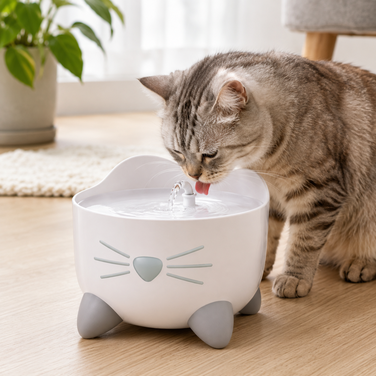 Fuente Eléctrica para Gatos Catit Pixi – Bebedero Eléctrico de Agua con Diseño de Gatito