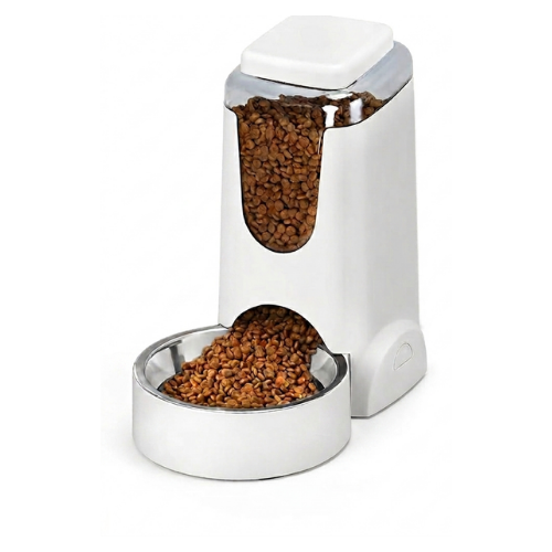 Dispensador de Comida por Gravedad Tipo Torre Grande con Plato en Acero Inoxidable
