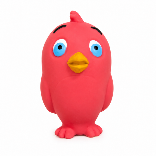 Ziggy Pajaro Masticable Rosa - Juguete interactivo para perros con ojos azules y pico amarillo