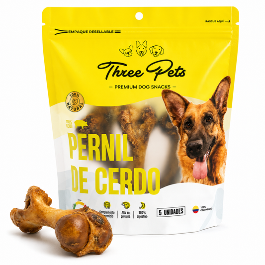 Empaque de snack natural Three Pets pernil de cerdo para perros