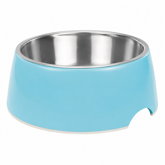 Comedero de acero inoxidable azul eléctrico Loving Pets Retro Bowl Small para perros y gatos