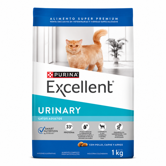 Purina Excellent Urinary alimento premium para gatos adultos 1kg con pollo y arroz